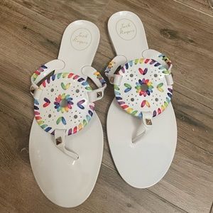 Jack Roger White Rainbow Thong Sandals